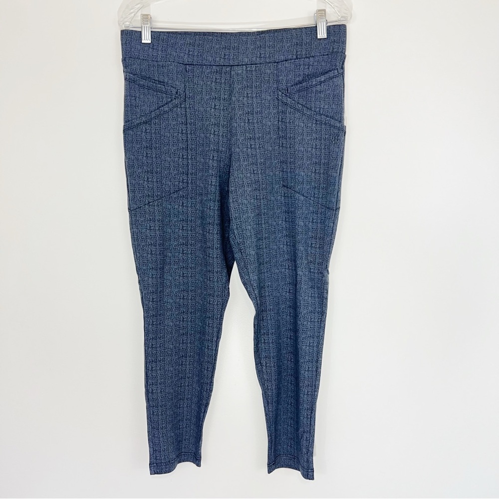 Betabrand 6 Pocket Journey Pants Gray Abstract Print Office Size Large Petite